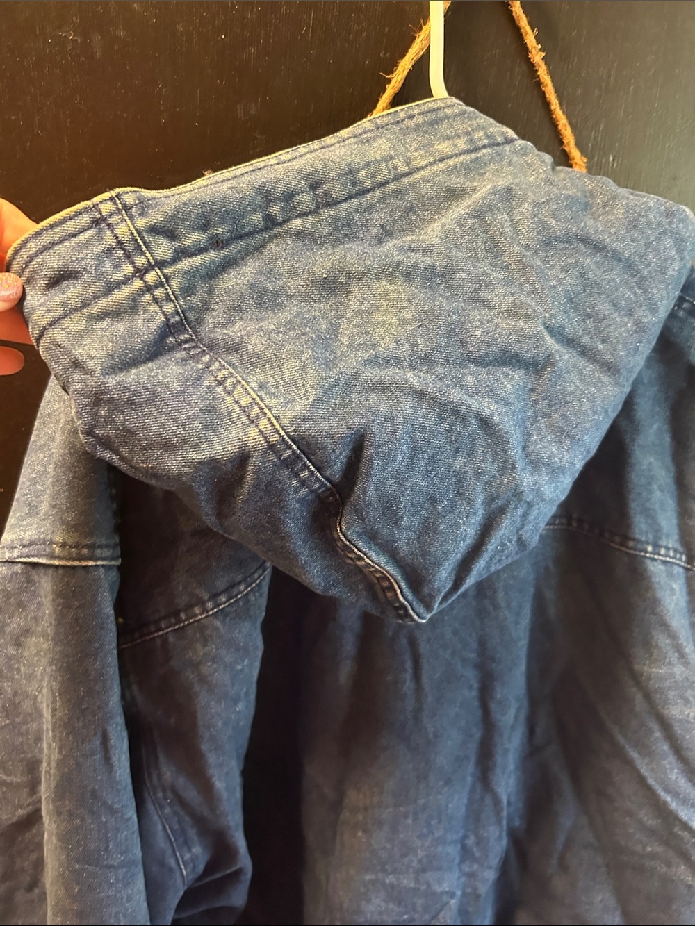 90’s Vintage Hooded Denim Toggle Jacket - Picture 9 of 10